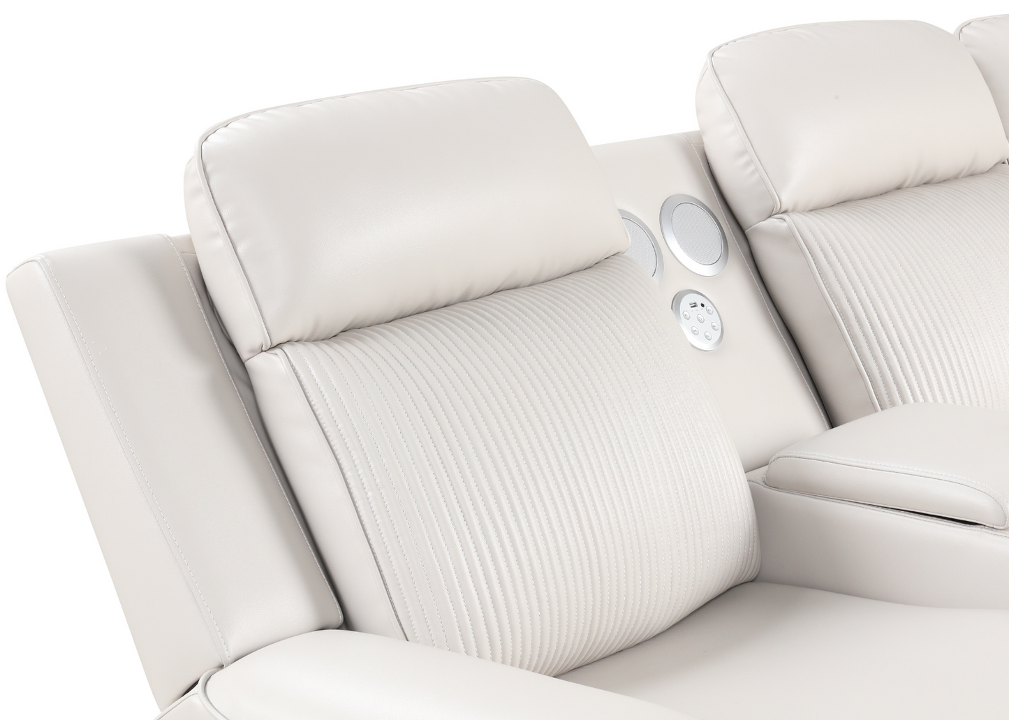 Galaxy Sand Leather POWER/BLUETOOTH SPEAKERS/LED Reclining Sectional S3550