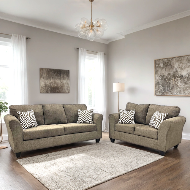 Mocha Chenille Sofa and Loveseat 210