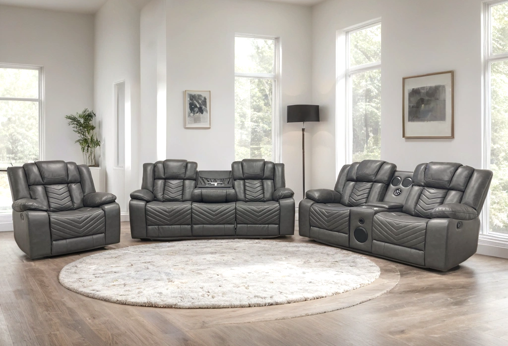 Ace Grey BLUETOOTH SUBWOOFER SPEAKER 3pc Reclining Set