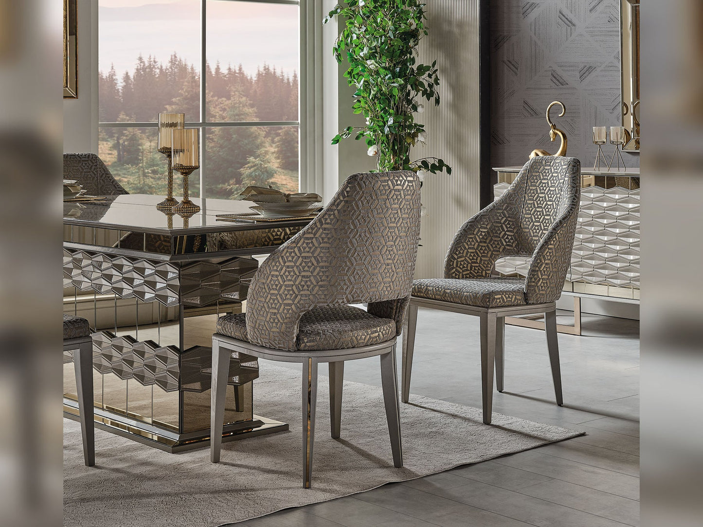 Gokce Diningroom Set (78"Dining Table & 6 Dining Chair)