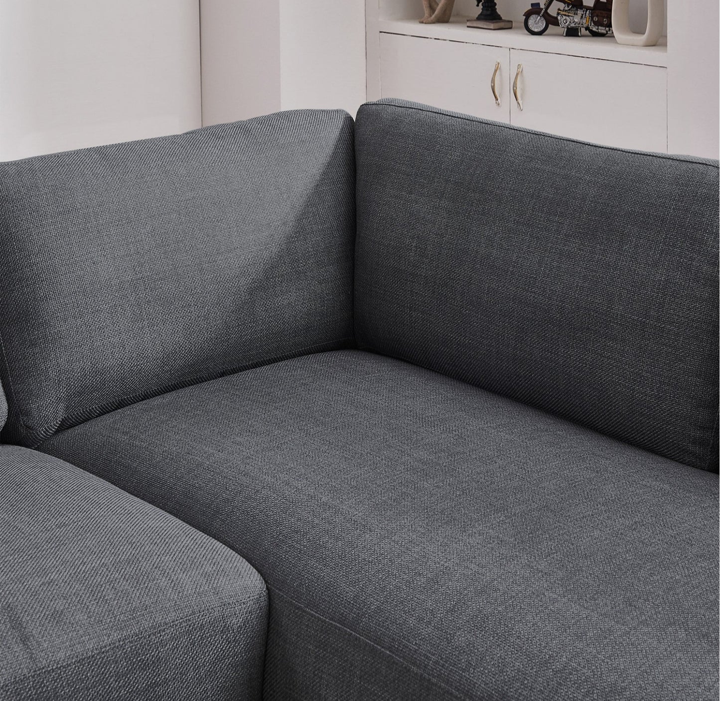 Glander 108" Grey Linen Sectional Sofa Left Facing