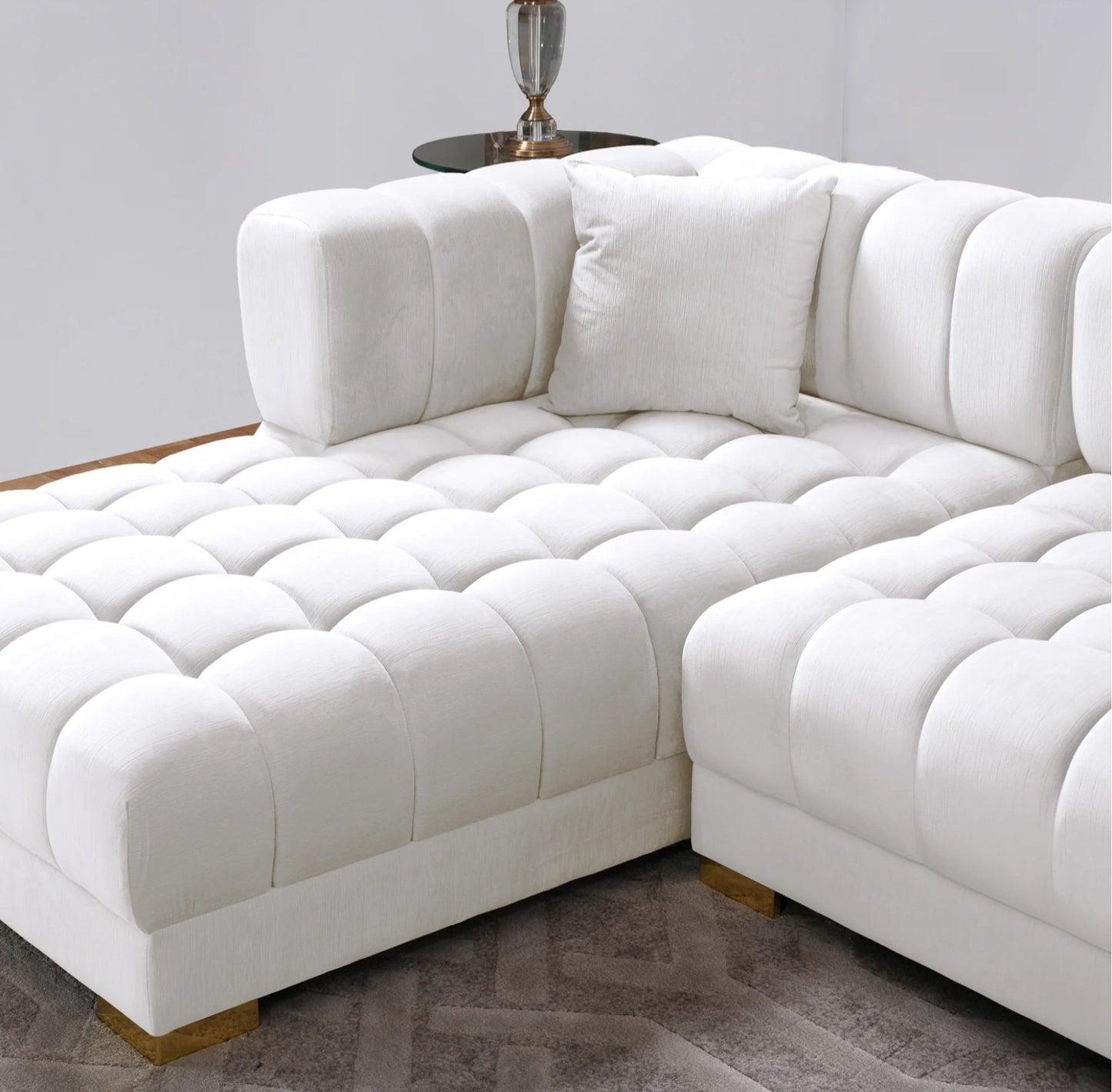 Marlow 142" Ivory Velvet U Shape Corner Sectional