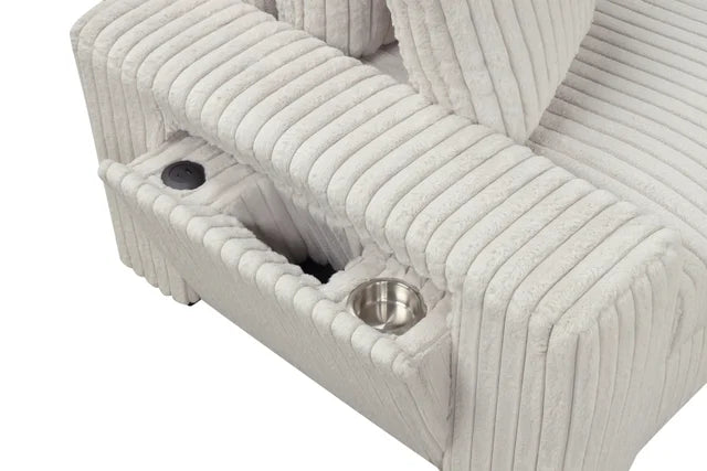 Bazooka Beige Corduroy 7PC Sectional With Ottoman