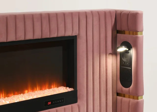 Romance2 Pink Fireplace/BlutoothSpeakers King Platform Bed