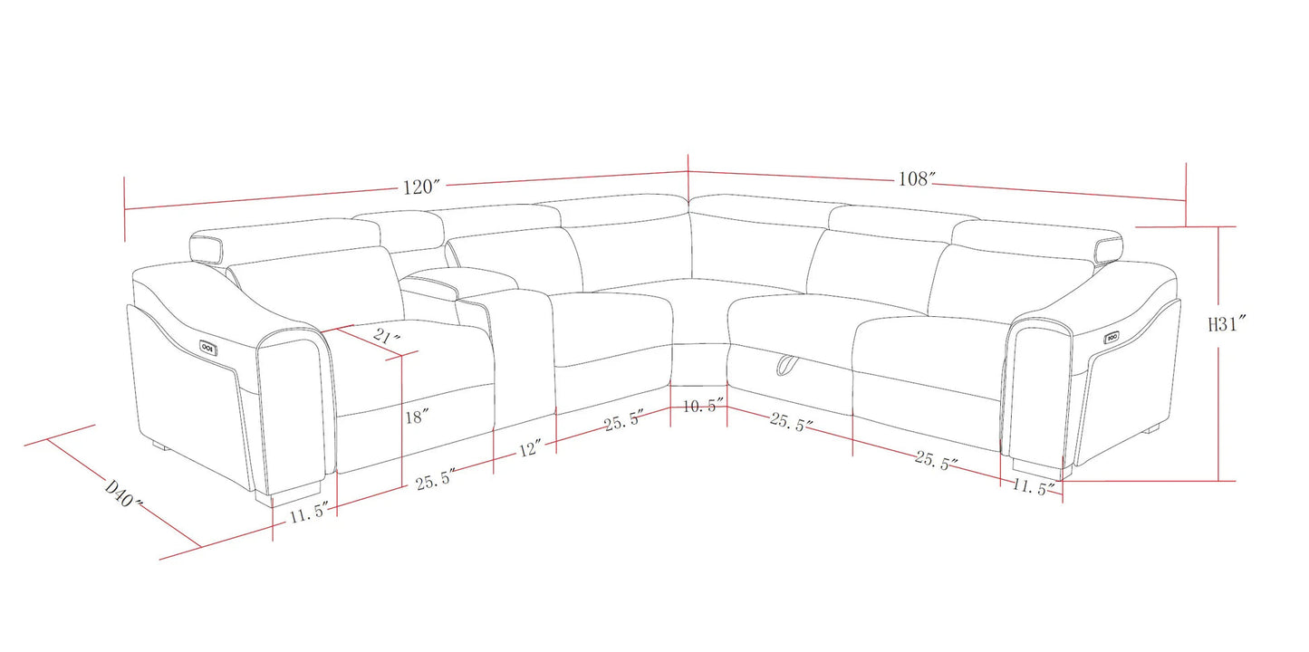 Yash Grey Corduroy POWER Reclining Sectional S7033