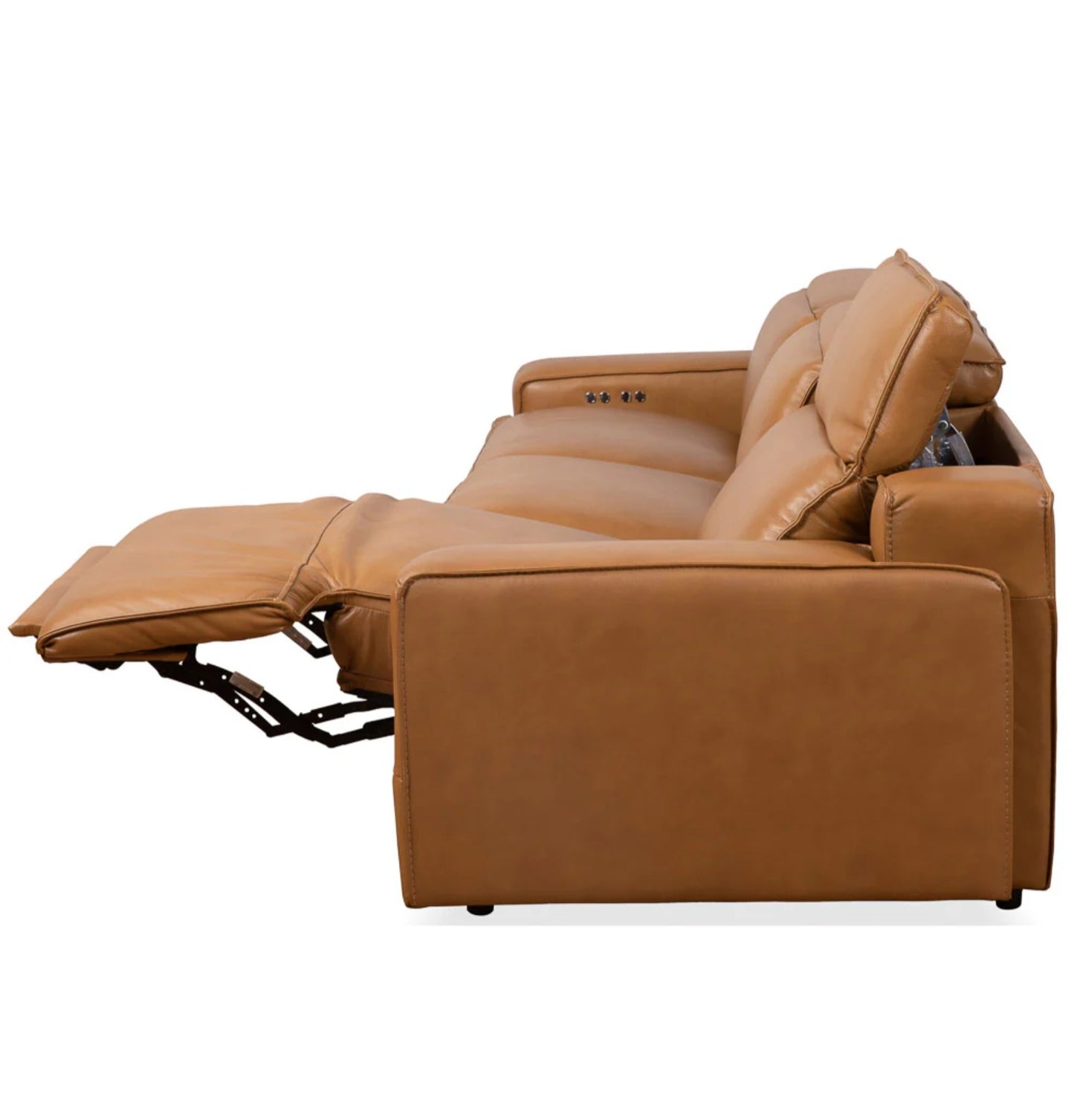Urbana 120" Triple POWER Recliner Sofa - Tan Leather