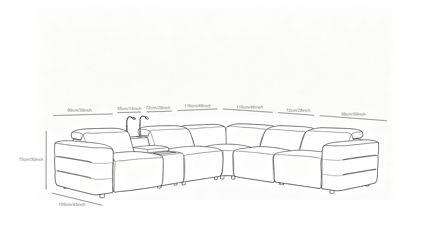 Holly White Italian Leather/Match POWER Reclining Corner Sectional (3 Power Recliners + 1 Console) MI-2520