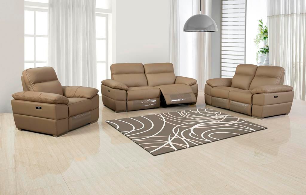 UR9563 Tan TOP GRAIN LEATHER POWER Living Room Set