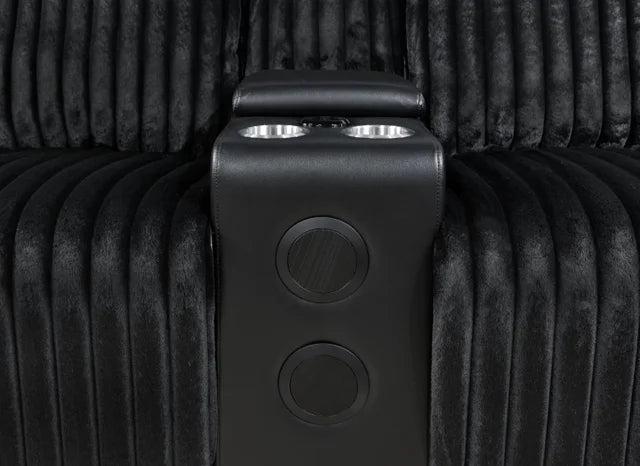 Flash Black Cord Fabric POWER/LED/BLUETOOTH SPEAKERS Reclining Sectional