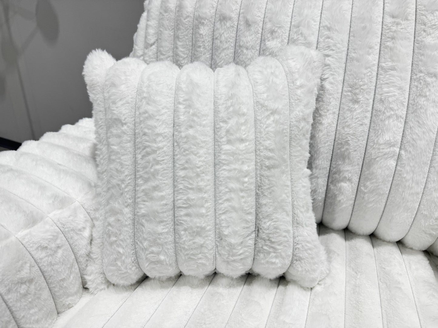 Austin Ivory Corduroy Fabric Sofa and Loveseat S319