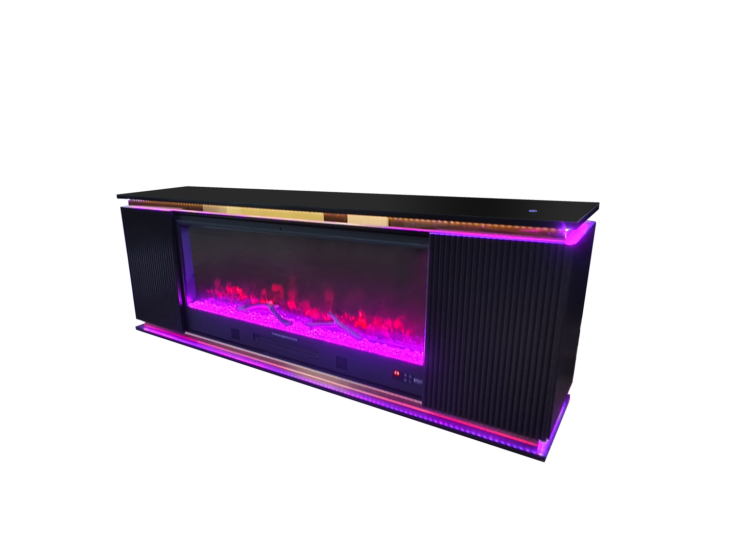 Riva Black LED/BLUETOOTH SPEAKERS Fireplace Entertainment Center