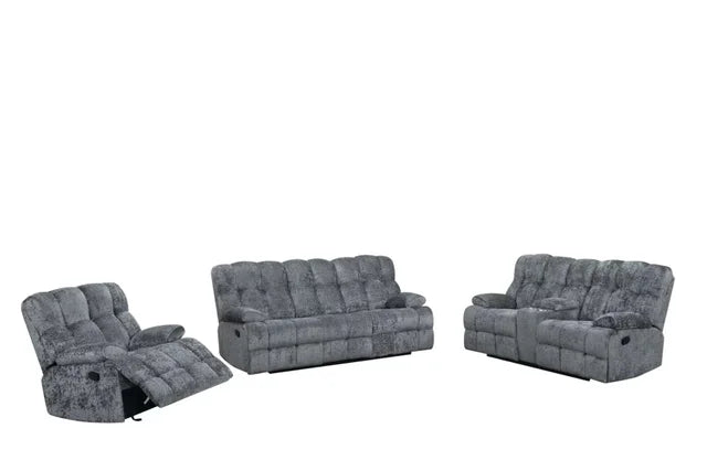 Martina30 Charcoal Fabric 3pc Reclining Set