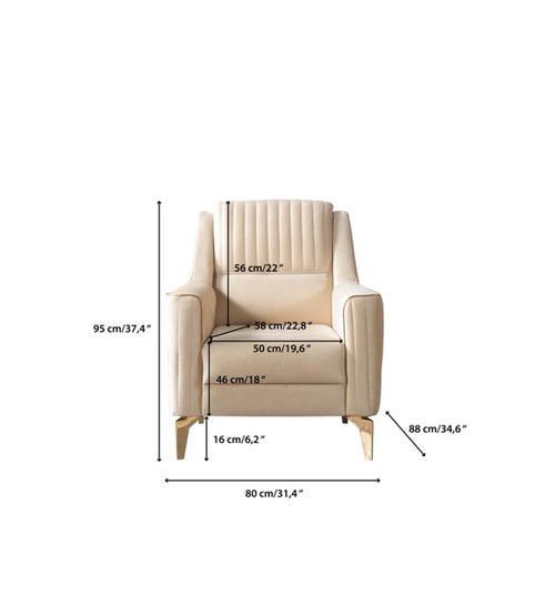Sandra Ivory Velvet Sofa 88" & Loveseat 64"