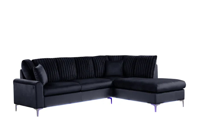 Candy Black LED Reversible Sectional