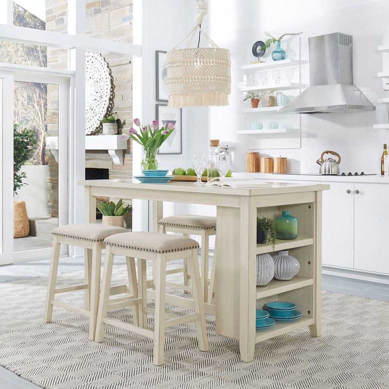 White 5pc Counter Height Set 942