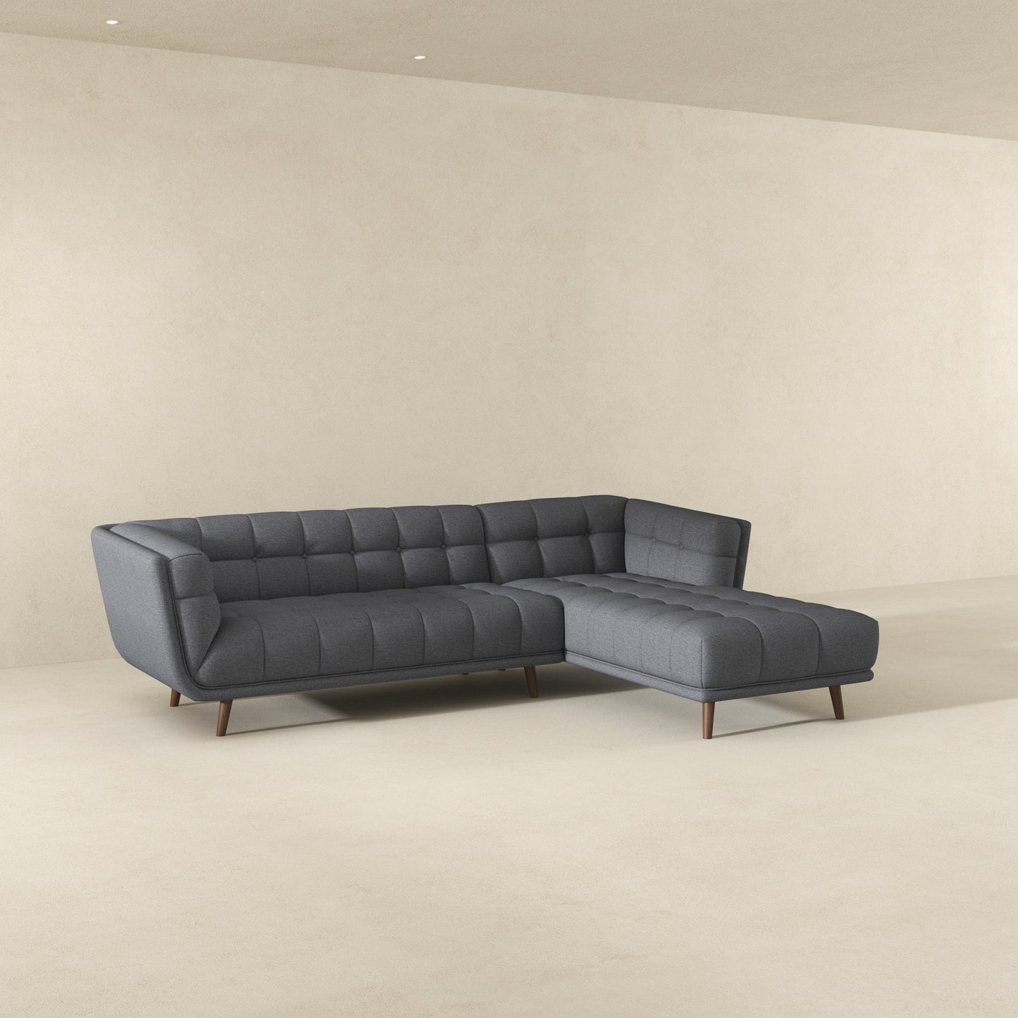 Addison 103" Grey Fabric L Shape Tufted Sectional