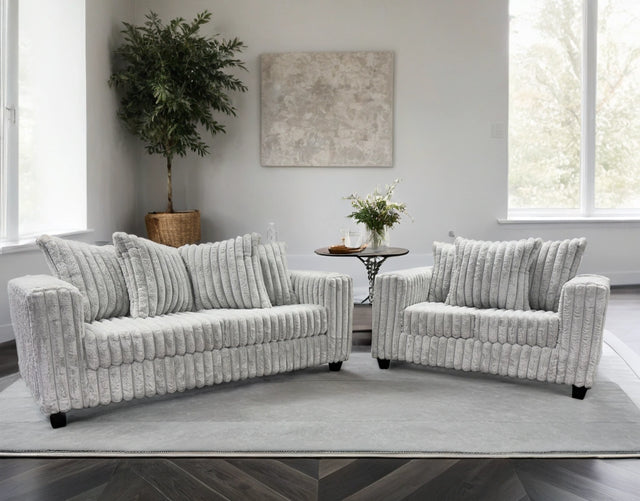 510 Grey Corduroy Fabric Sofa And Loveseat