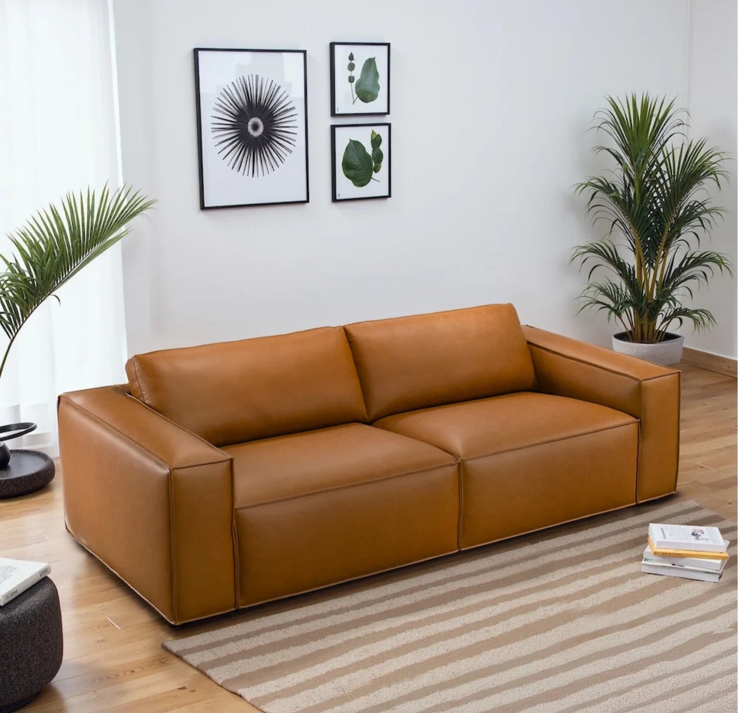 Uvalde Mid-Century Modern Vegan Leather Luxurious Sofa