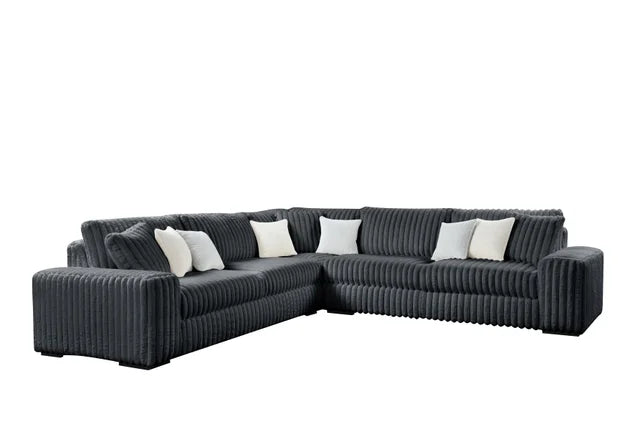 Marshmallow Charcoal Corduroy OVERSIZED Sectional