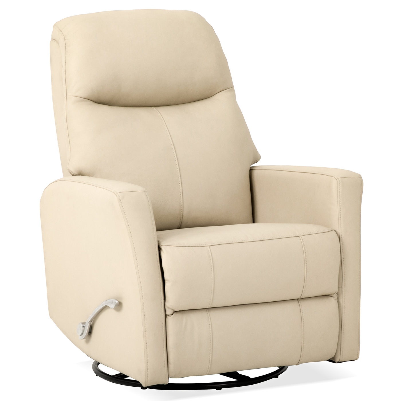 Harlow Swivel Glider Top Grain Leather Recliner Chair - Ivory