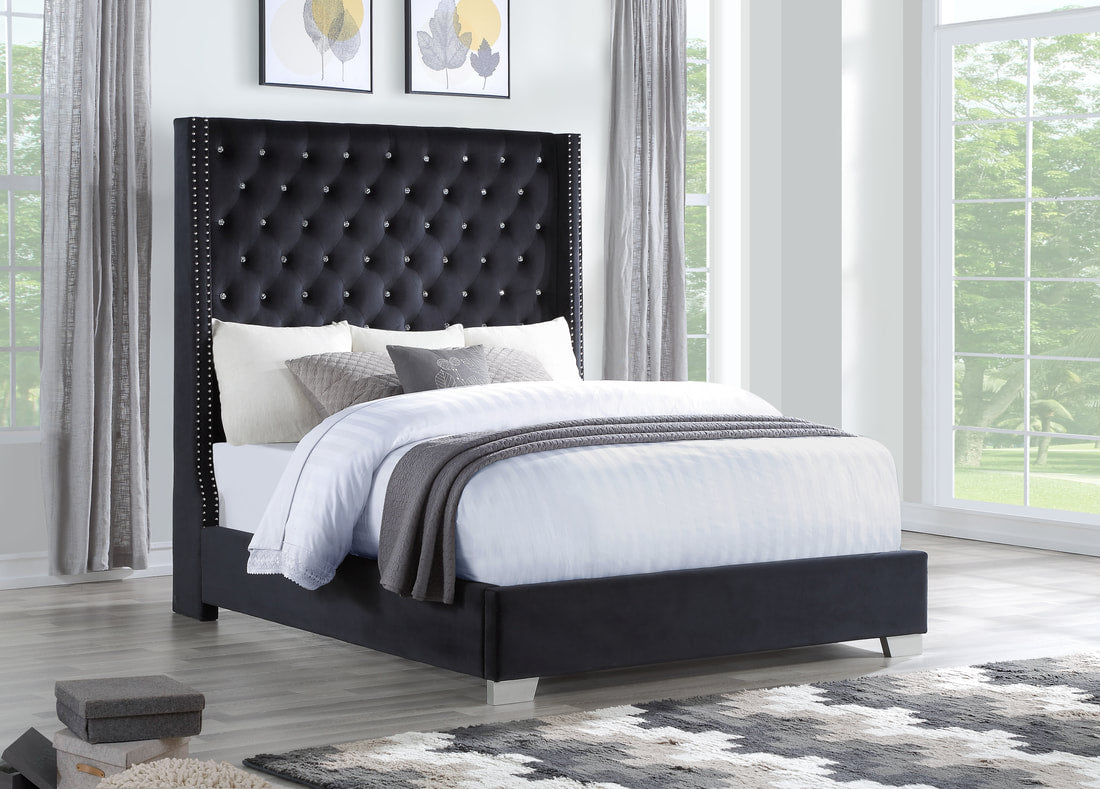 Black Velvet 6 FT King Bed | HH328