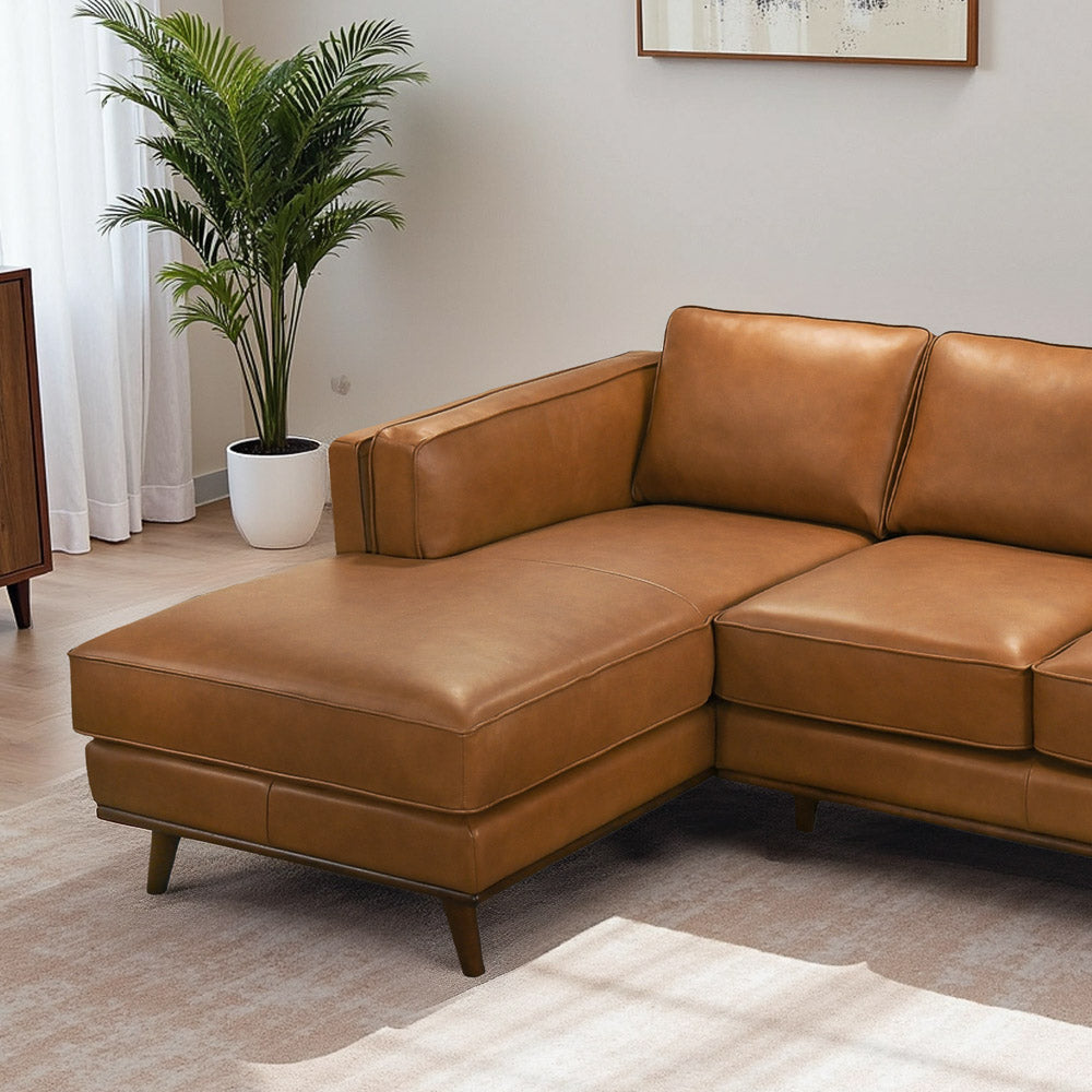Chase 92" Tan Genuine Leather LAF Sectional
