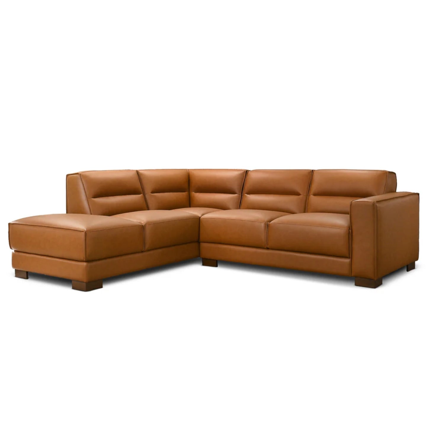 Muncie L-Shaped Sofa with Plush Cushions & Walnut Wood Legs