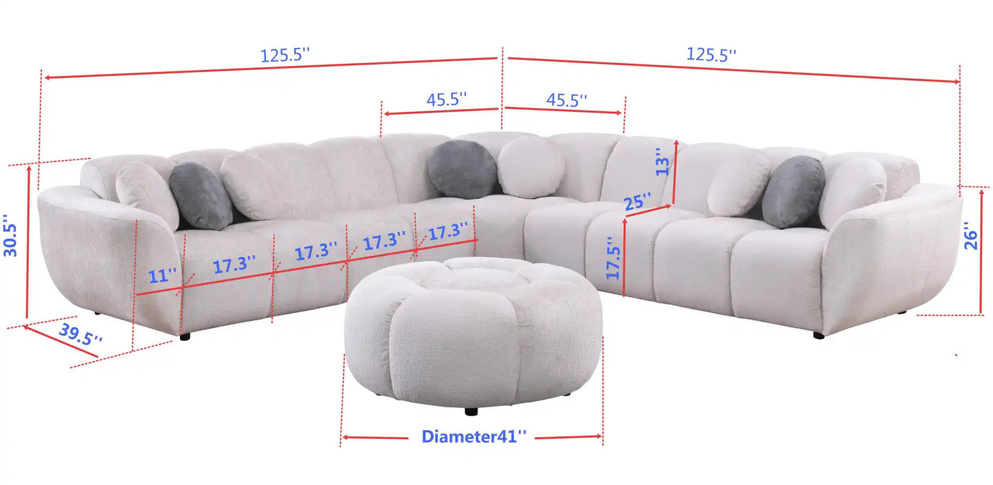 Rose Beige Fabric Sectional MI-3001