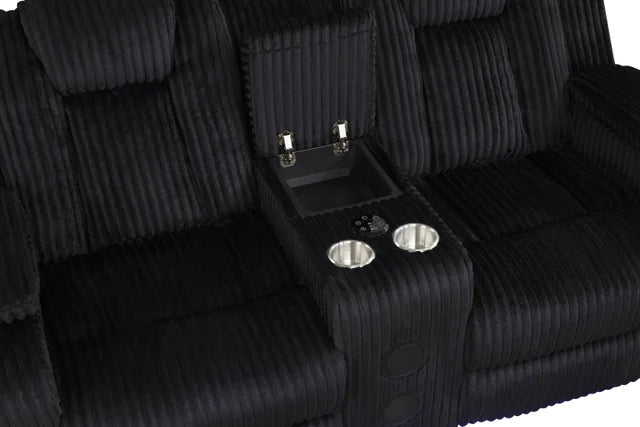 Hulk10 Black Cord LED/BLUETOOTH SPEAKERS 3pc Reclining Set