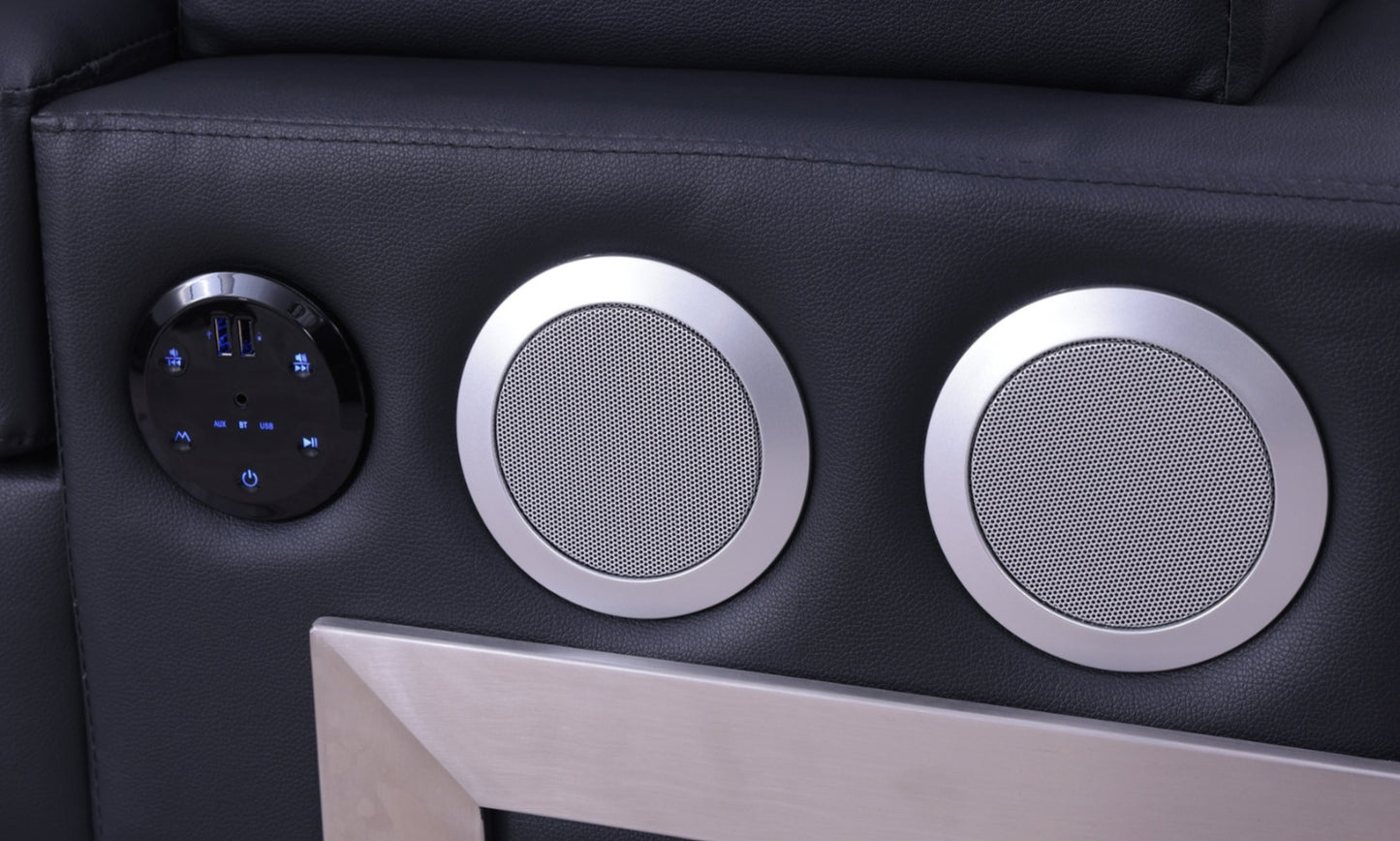 Magic Black PU LED/BLUETOOTH SPEAKERS Sectional S1047