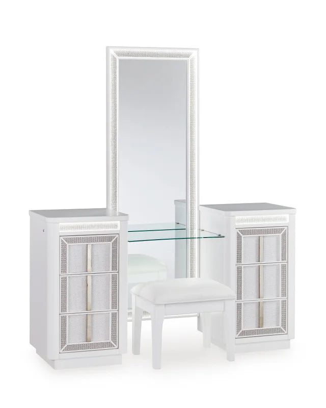 B822 White LED Vanity Set with Stool