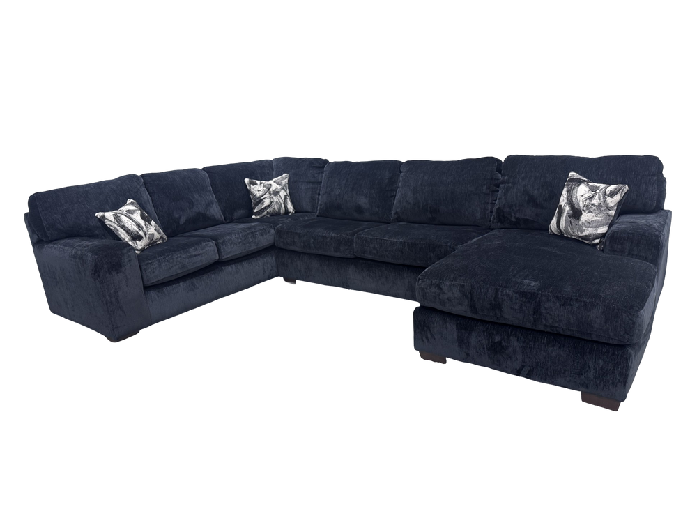 Austin Luscios Black Chenille Fabric Sectional S319