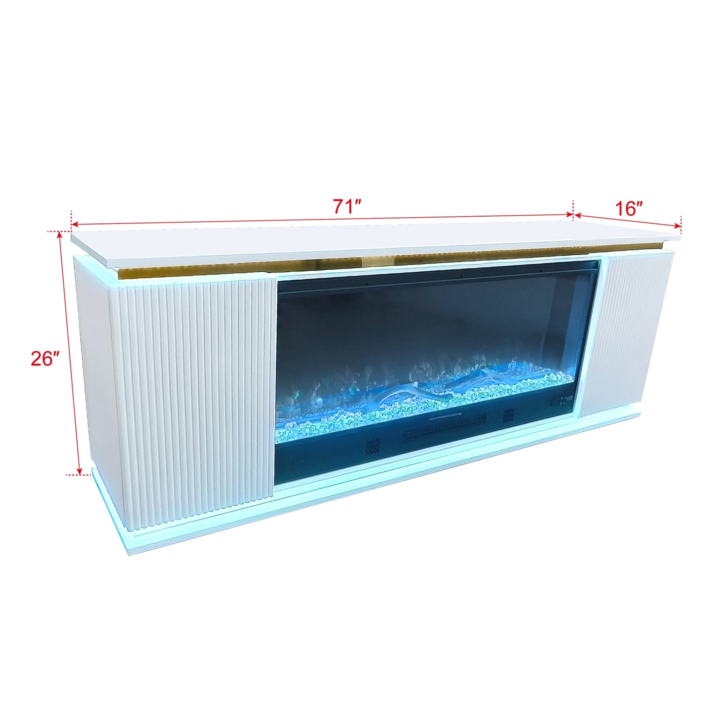 Riva White LED/BLUETOOTH SPEAKERS Fireplace Entertainment Center
