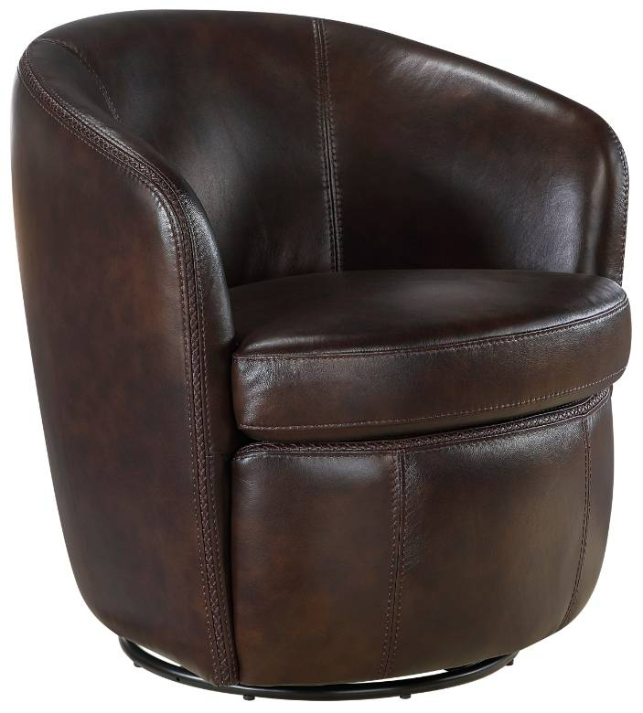 Tanner Bronze GENUINE LEATHER Swivel Accent Chair 9276 - Harwin Furniture