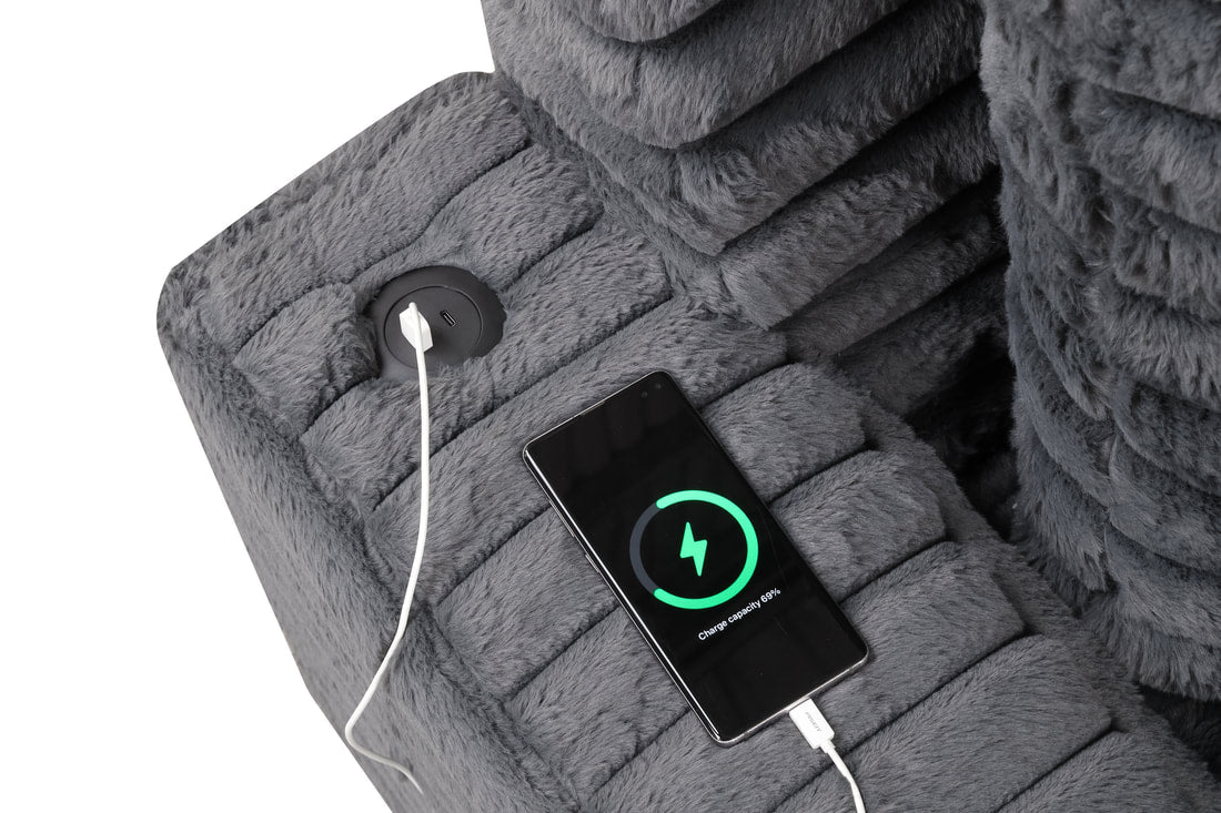 Charcoal Cord Fabric Chaise 1800