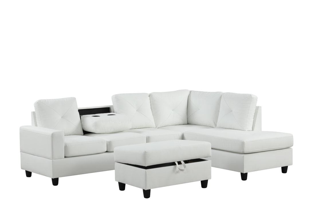 Rocket White PU Reversible Sectional