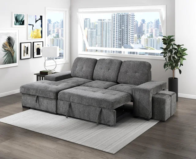 Kevin Grey Sectional With Pull-Out Bed
