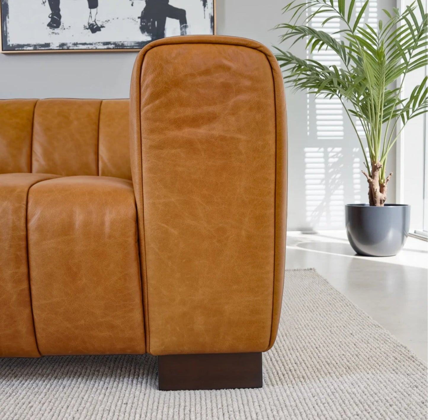 Dixon Waxy Tan Genuine Leather Sofa