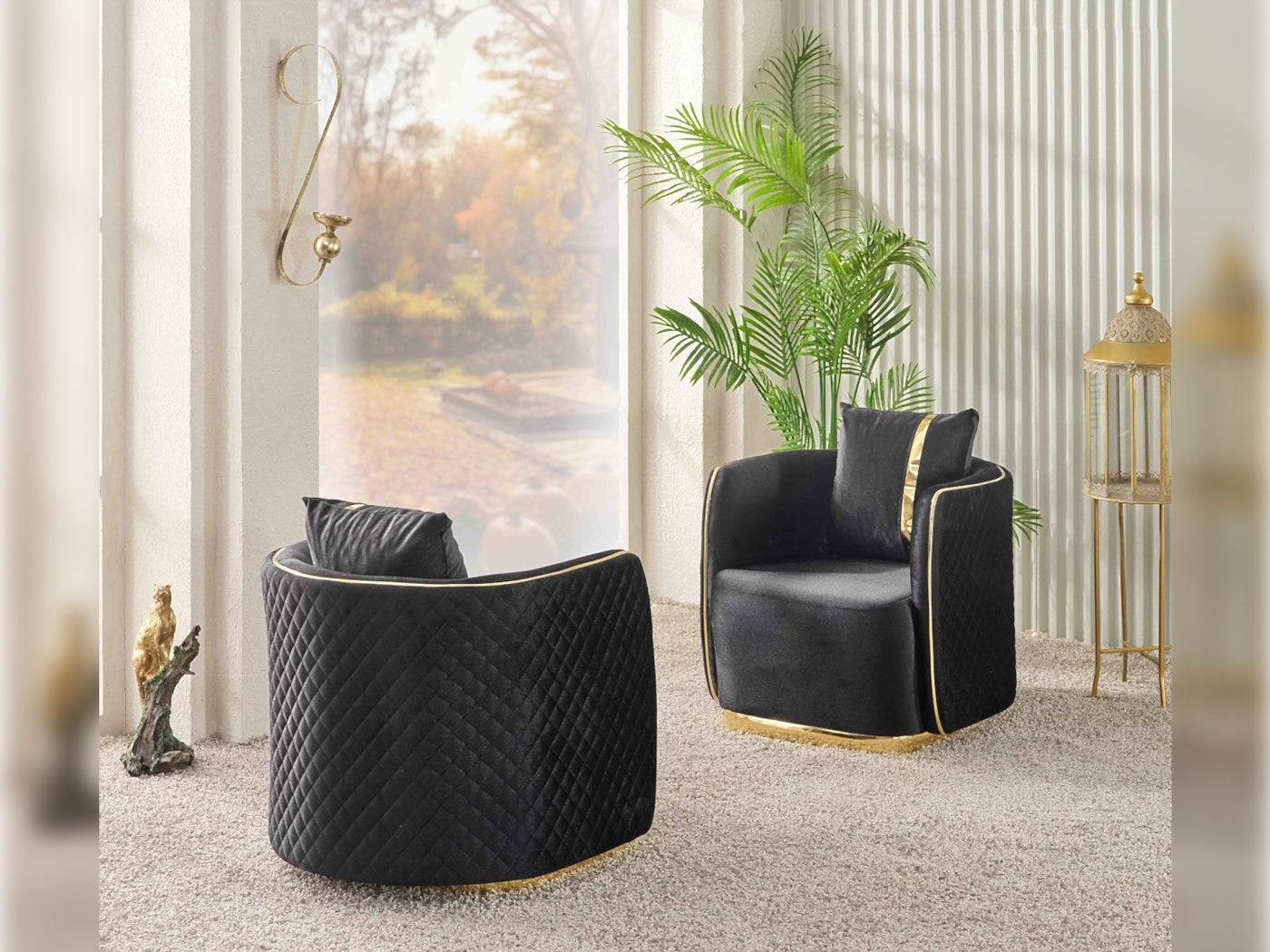 Ceko 3-pieces (Sofa & Loveseat & Chair) Livingroom Set Black