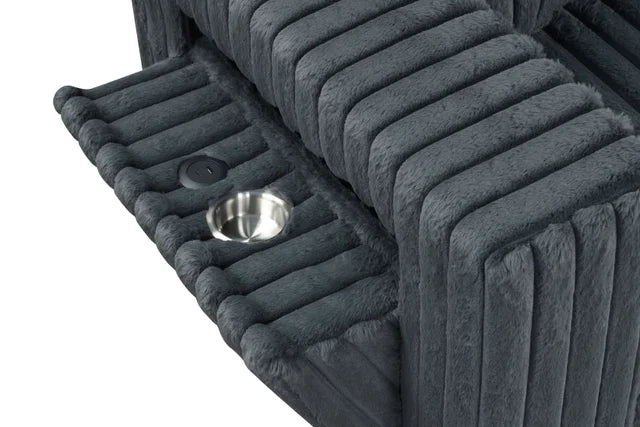 Charcoal Corduroy Fabric Reversible Sectional 516