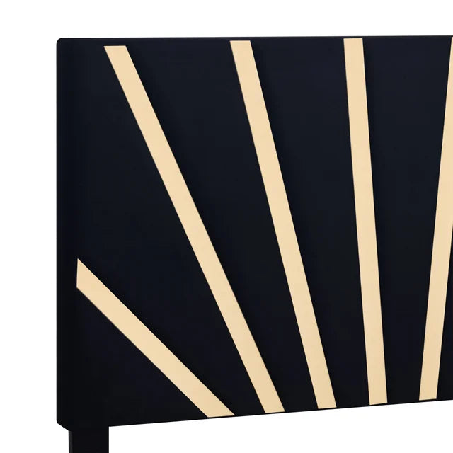 Nico Black Velvet Queen Platform Bed