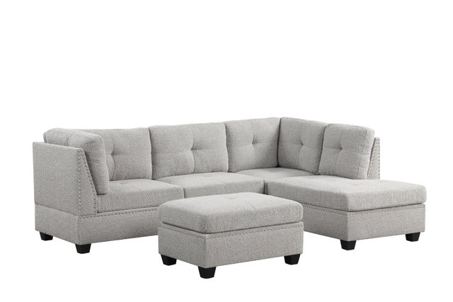 Sienna Grey Boucle Sectional with Ottoman