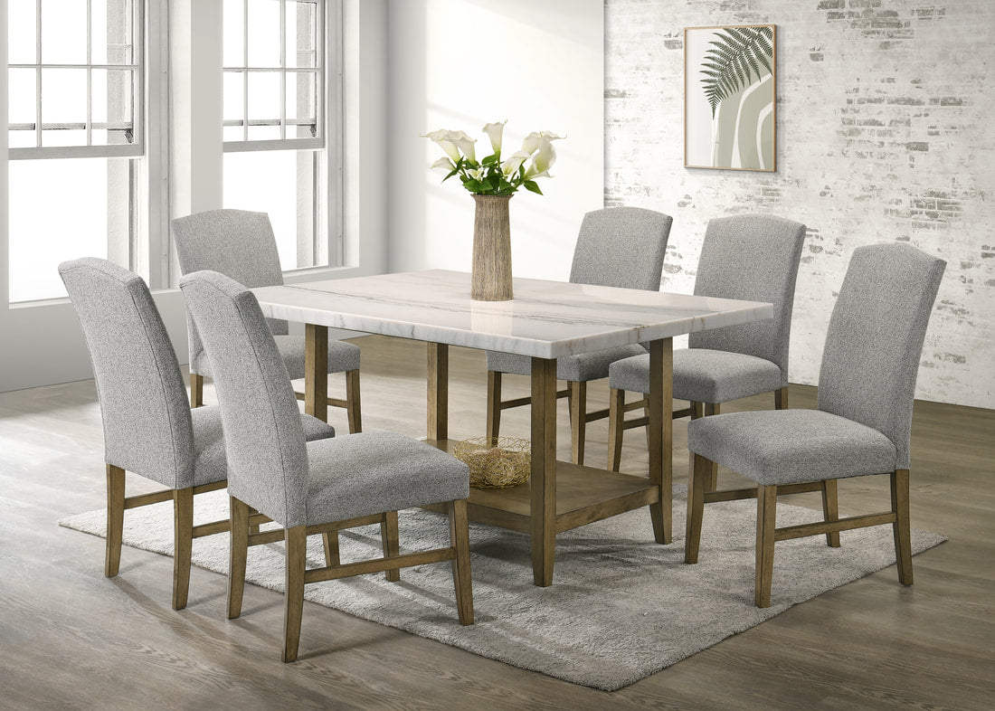 Lola10 GENUINE MARBLE Table & 6-Chairs