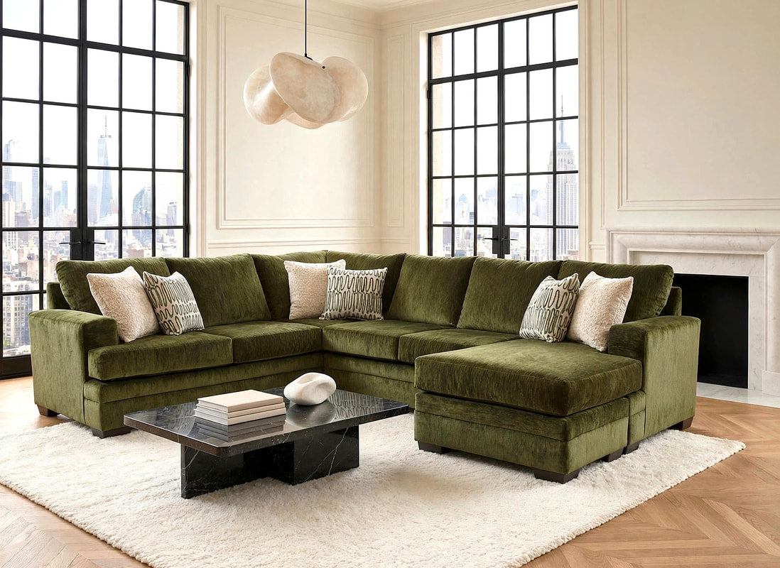 2760-10 Pine Olive Reversible Sectional