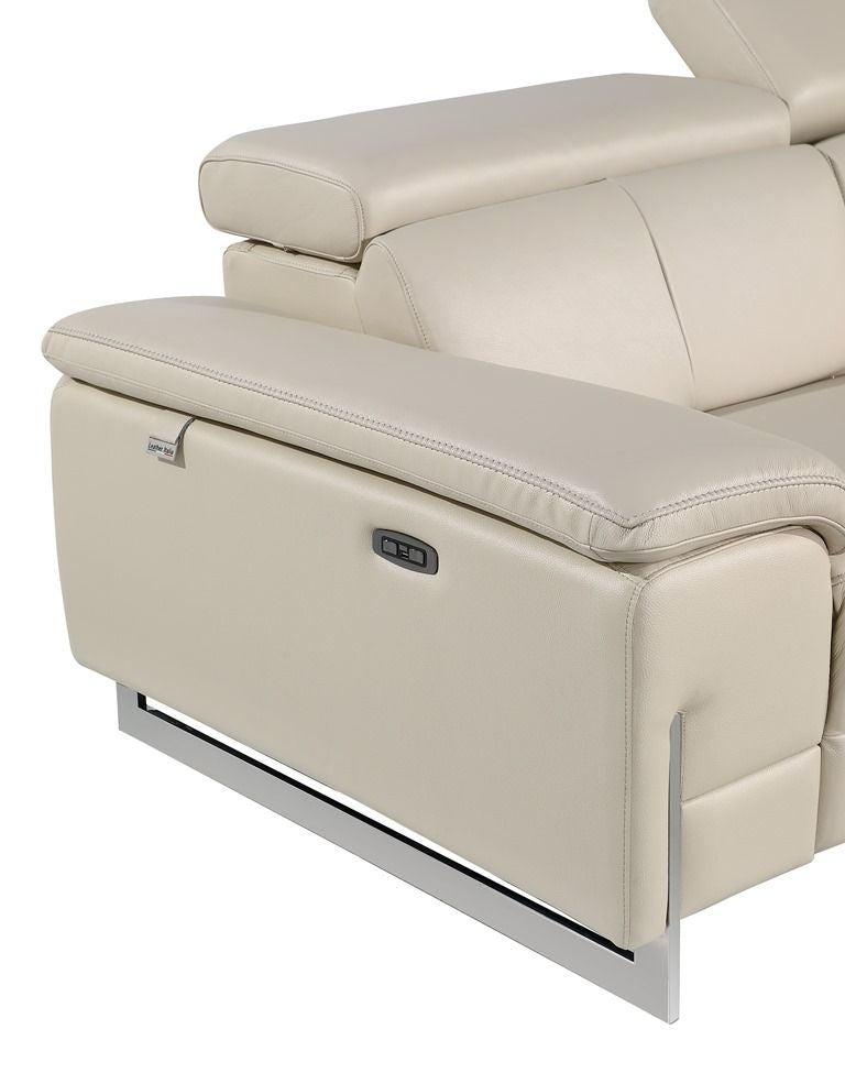 UR987 Beige TOP GRAIN ITALIAN LEATHER 3pc Full POWER Set