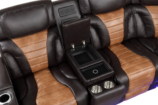 IBIZA Brown POWER/LED/BLUETOOTH SPEAKERS Reclining Sectional
