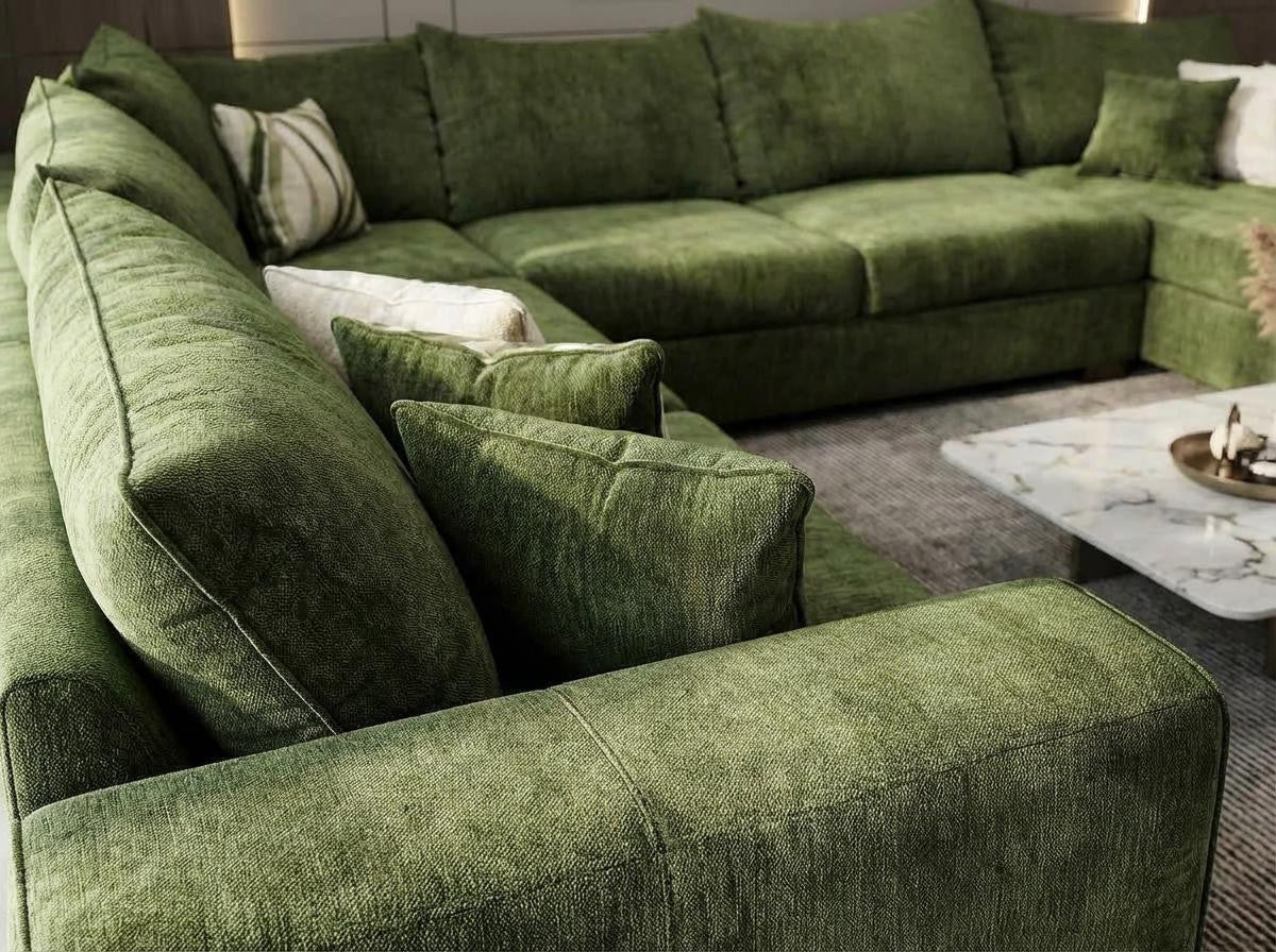 Cactus Green Fabric OVERSIZED 4pc Sectional S320