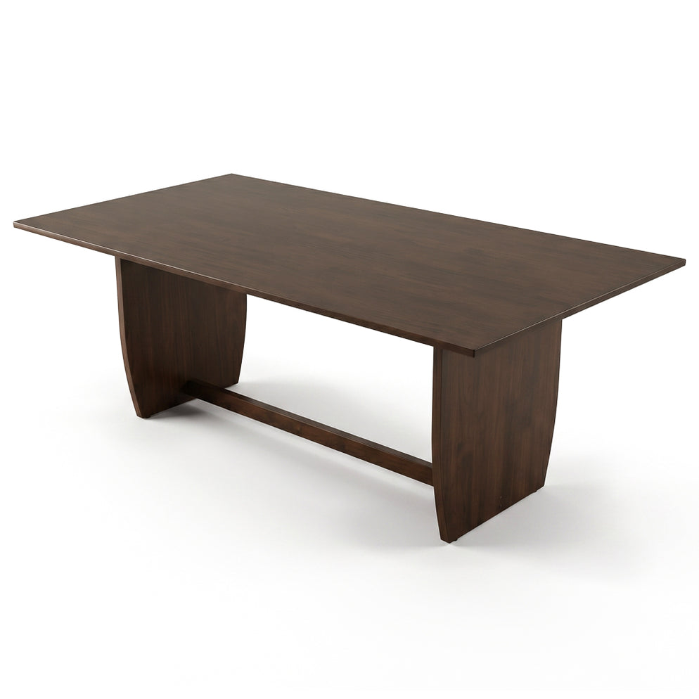 Preston Solid Wood Dining Table with Trestle Base in Warm Walnut Finish