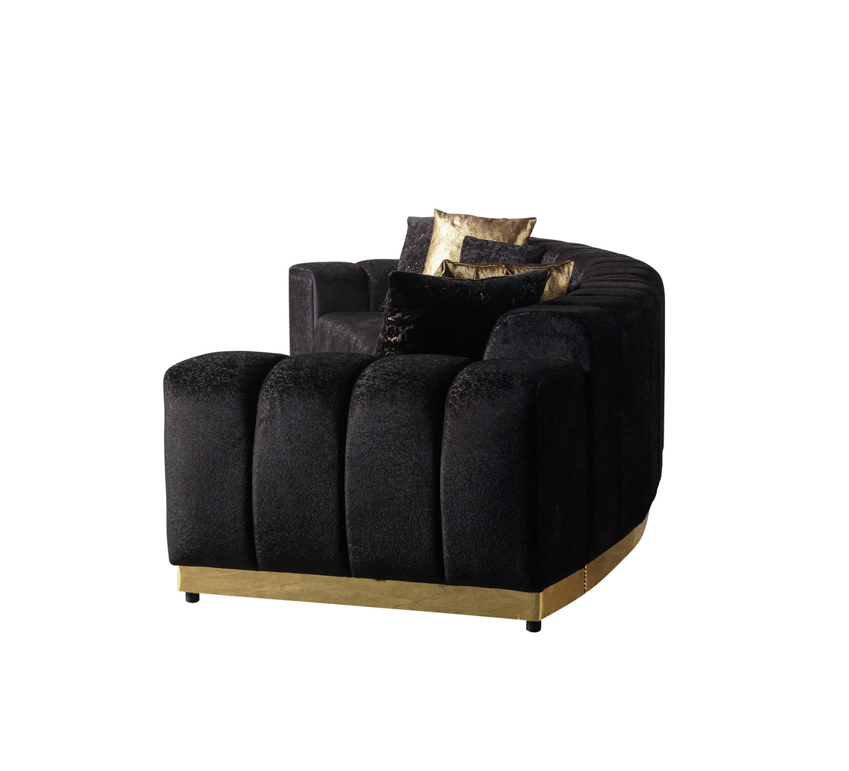 Michelle Black Velvet 3pc Curved 165" Sectional