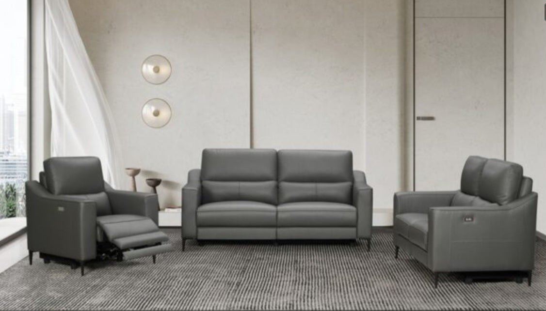 UR1020 Grey TOP GRAIN POWER Living Room Set